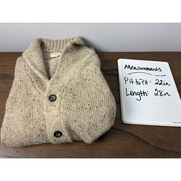 Wool Blend Cardigan Sweater Mens XL Tan Shawl Collar Academia Professor Grandpa - Picture 9 of 9
